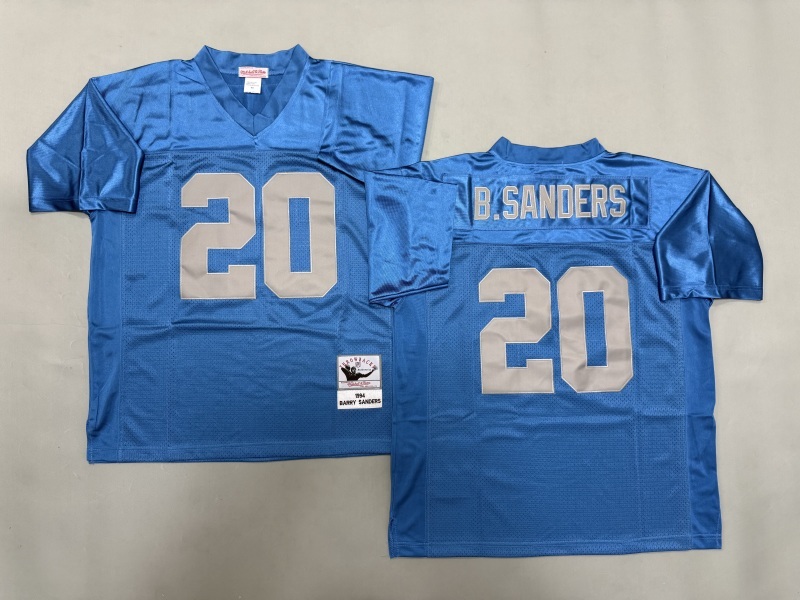 Men 2025 Detroit Lions #20 Sanders blue Throwback Limited NFL Jersey style 002